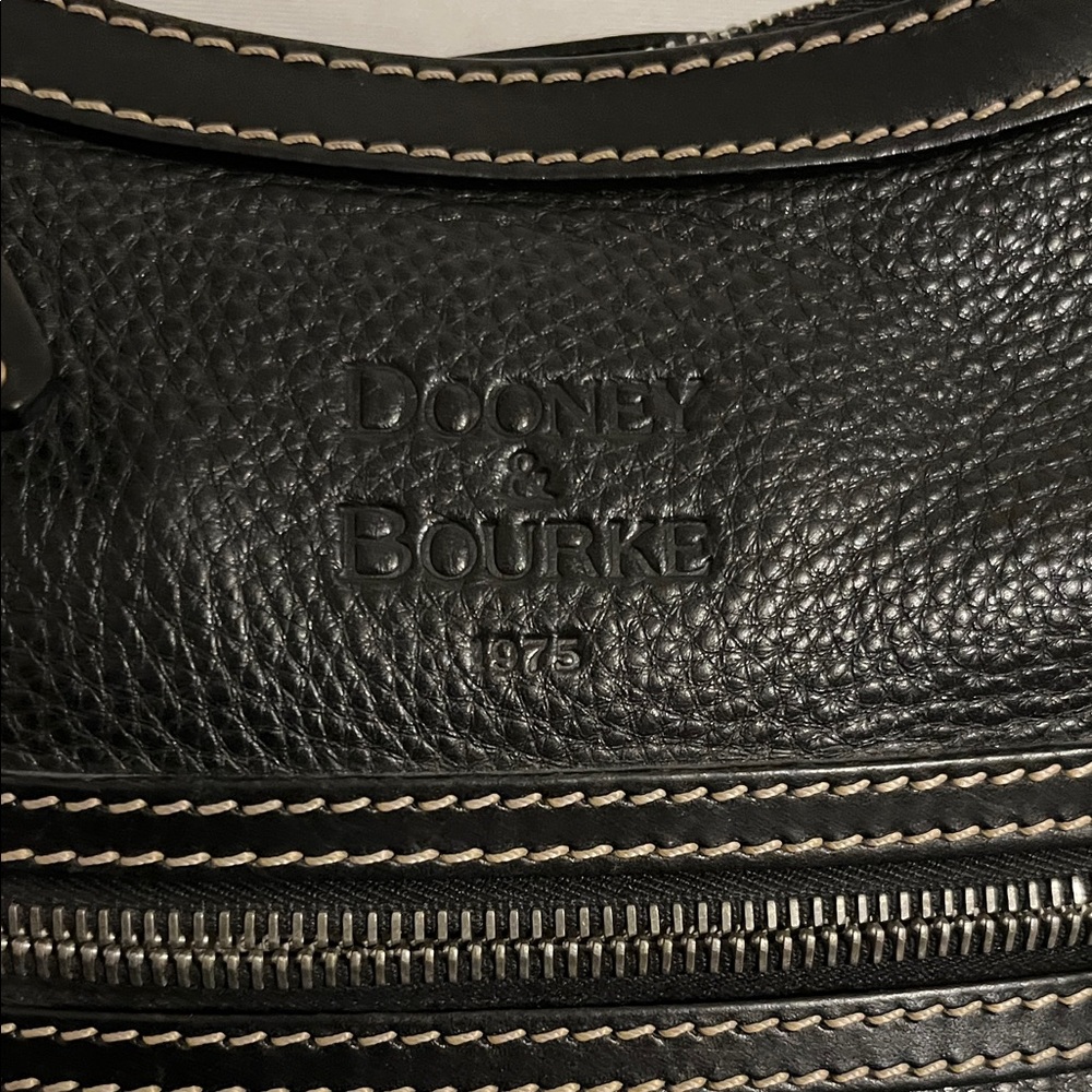 Dooney & Bourke Black Leather Shoulder Hobo with Gold Charm - Picture 2 of 12